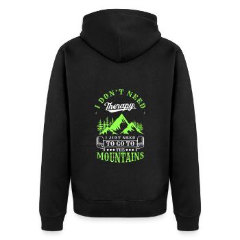 Bergsteigen Kletterer Trekking - Unisex Premium Bio Zip Hoodie - Schwarz - Hinten - Nico (187cm)