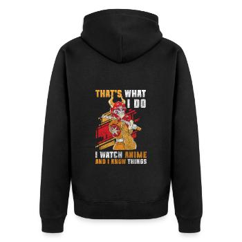 Anime Senpai Kunst - Unisex Premium Bio Zip Hoodie - Schwarz - Hinten - Nico (187cm)