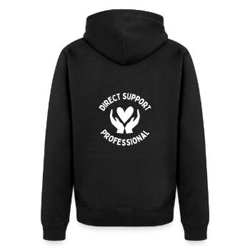 Direct Support Professional - Unisex Premium Organic Zip Hoodie - black - Back - Nico (187cm)