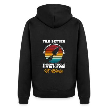 Craftsmen Crafts Work Training - Unisex Premium Organic Zip Hoodie - black - Back - Nico (187cm)