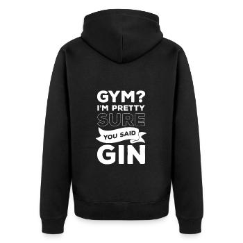 Gin Genuss Trinker Schnaps - Unisex Premium Bio Zip Hoodie - Schwarz - Hinten - Nico (187cm)