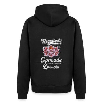 Meditation Frieden Hindu - Unisex Premium Bio Zip Hoodie - Schwarz - Hinten - Nico (187cm)