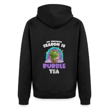 Bubble Tea Sirop sucré Boisson à emporter - Veste à capuche bio Premium Unisexe - noir - Dos - Nico (187cm)