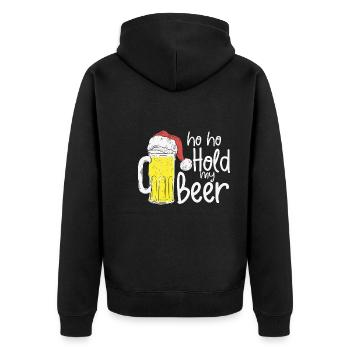 Ho Ho Hold My Beer, Funny Christmas In July, Xmas - Unisex Premium Organic Zip Hoodie - black - Back - Nico (187cm)
