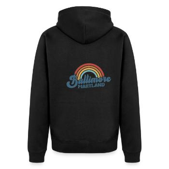 Baltimore - Unisex Premium Bio Zip Hoodie - Schwarz - Hinten - Nico (187cm)