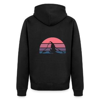 Sonnenuntergang Matterhorn - Unisex Premium Bio Zip Hoodie - Schwarz - Hinten - Nico (187cm)