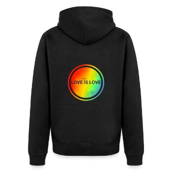 Love is Love - Unisex Premium Bio Zip Hoodie - Schwarz - Hinten - Nico (187cm)
