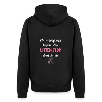 On a toujours besoin d'un viticulteur dans sa vie - Veste à capuche bio Premium Unisexe - noir - Dos - Nico (187cm)