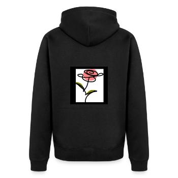 one Line Art Strichzeichnung Blume Blumen Pflanzen - Unisex Premium Bio Zip Hoodie - Schwarz - Hinten - Nico (187cm)