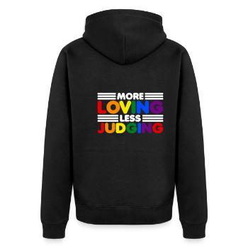 Womens More Loving Less Judging Diversity - Unisex Premium Bio Zip Hoodie - Schwarz - Hinten - Nico (187cm)