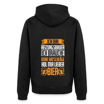 Heizungsbauer Heizungsbau Klempner Installateur - Unisex Premium Bio Zip Hoodie - Schwarz - Hinten - Nico (187cm)
