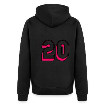 20,20 JAHRE,20-JÄHRIGES JUBILÄUM,20-JÄHRIGES JUBILÄUM,20 - Unisex Premium Bio Zip Hoodie - Schwarz - Hinten - Nico (187cm)