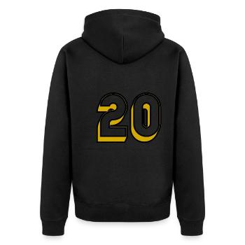 20,20 JAHRE,20-JÄHRIGES JUBILÄUM,20-JÄHRIGES JUBILÄUM - Unisex Premium Bio Zip Hoodie - Schwarz - Hinten - Nico (187cm)