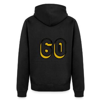 60 JAHRE. 60-JÄHRIGES JUBILÄUM. GEBURTSTAG 60 JAHRE. 60 - Unisex Premium Bio Zip Hoodie - Schwarz - Hinten - Nico (187cm)
