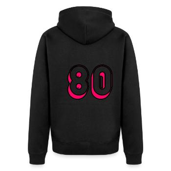 80. 80 YEARS. 80TH ANNIVERSARY. 80 YEARS ANNIVERSARY - Unisex Premium Organic Zip Hoodie - black - Back - Nico (187cm)