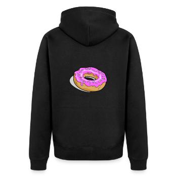 Donut mit rosa Zucker - Unisex Premium Bio Zip Hoodie - Schwarz - Hinten - Nico (187cm)