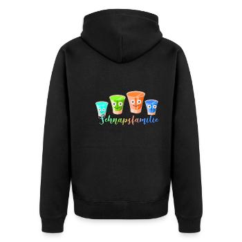 schnaps,schnapsfamilie, schnäpse, alkohol - Unisex Premium Bio Zip Hoodie - Schwarz - Hinten - Nico (187cm)