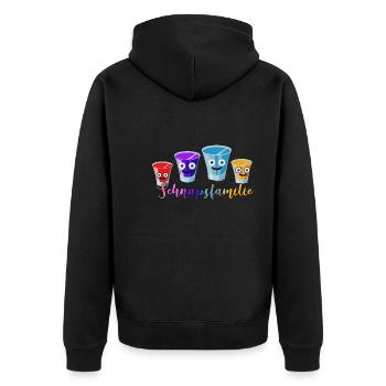 schnaps,schnapsfamilie, schnäpse, alkohol - Unisex Premium Bio Zip Hoodie - Schwarz - Hinten - Nico (187cm)