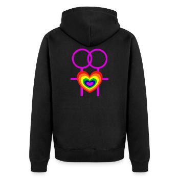 lesbian women female symbols CSD - Unisex Premium Organic Zip Hoodie - black - Back - Nico (187cm)