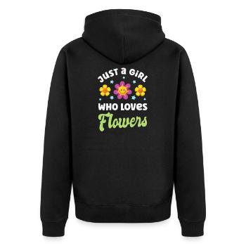 Blume Blumen - Unisex Premium Bio Zip Hoodie - Schwarz - Hinten - Nico (187cm)
