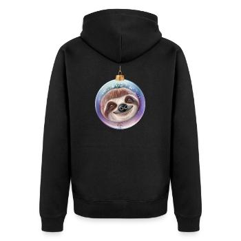 Weihnachten Faultier Weihnachtskugel Santa - Unisex Premium Bio Zip Hoodie - Schwarz - Hinten - Nico (187cm)
