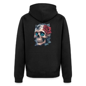 Skull with roses - Unisex Premium Organic Zip Hoodie - black - Back - Nico (187cm)