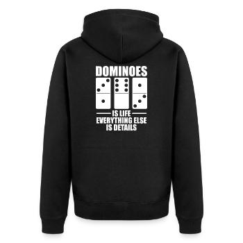 Domino Spiel Design - Unisex Premium Bio Zip Hoodie - Schwarz - Hinten - Nico (187cm)