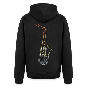 Dessin de saxophone vintage - Veste à capuche bio Premium Unisexe - noir - Dos - Nico (187cm)