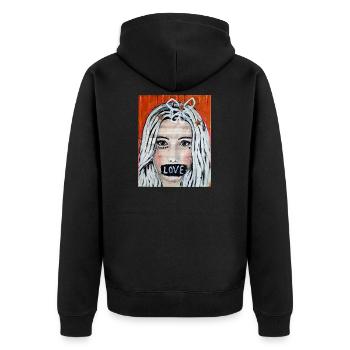 Spread LOVE - Unisex Premium Bio Zip Hoodie - Schwarz - Hinten - Nico (187cm)