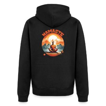 SÉRÉNITÉ AU MILIEU DES SOMMETS : YOGA NAMASTE - Veste à capuche bio Premium Unisexe - noir - Dos - Nico (187cm)