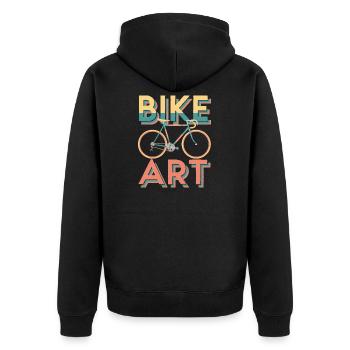 Lebendiges Fahrrad-Kunst-Design - Unisex Premium Bio Zip Hoodie - Schwarz - Hinten - Nico (187cm)