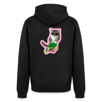 Cool Cat: Board-Style pur - Unisex Premium Bio Zip Hoodie - Schwarz - Hinten - Nico (187cm)