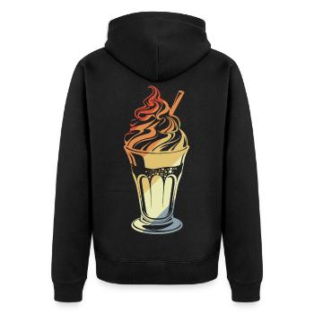 Eisbecher Retro Stil - Unisex Premium Bio Zip Hoodie - Schwarz - Hinten - Nico (187cm)
