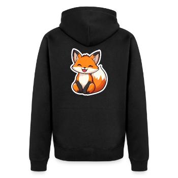 Renard mignon et heureux dans le style dessin animé - Veste à capuche bio Premium Unisexe - noir - Dos - Nico (187cm)