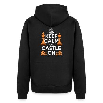 Restez calme et restez en château - Veste à capuche bio Premium Unisexe - noir - Dos - Nico (187cm)