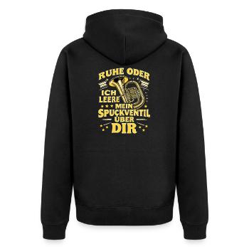 Tuba - Ruhe oder ich leere Spuckventil - Tubist - Unisex Premium Bio Zip Hoodie - Schwarz - Hinten - Nico (187cm)