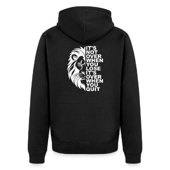 Conception de citation de motivation de lion inspirant - Veste à capuche bio Premium Unisexe - noir - Dos - Nico (187cm)