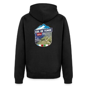 Col de Tende | Colle di Tenda | Sticker - Unisex Premium Bio Zip Hoodie - Schwarz - Hinten - Nico (187cm)