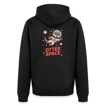 Otter Space - Unisex Premium Bio Zip Hoodie - Schwarz - Hinten - Nico (187cm)