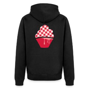 Stylized cupcake with check topping - Unisex Premium Organic Zip Hoodie - black - Back - Nico (187cm)