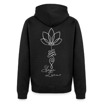 Yoga Lover Lotus Blume Spiritualität Meditation - Unisex Premium Bio Zip Hoodie - Schwarz - Hinten - Nico (187cm)