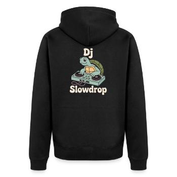 DJ Slowdrop Turtle à la cabine du DJ - Veste à capuche bio Premium Unisexe - noir - Dos - Nico (187cm)