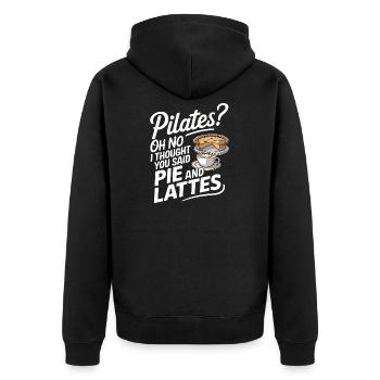 Kuchen und Latte Humor Design - Unisex Premium Bio Zip Hoodie - Schwarz - Hinten - Nico (187cm)