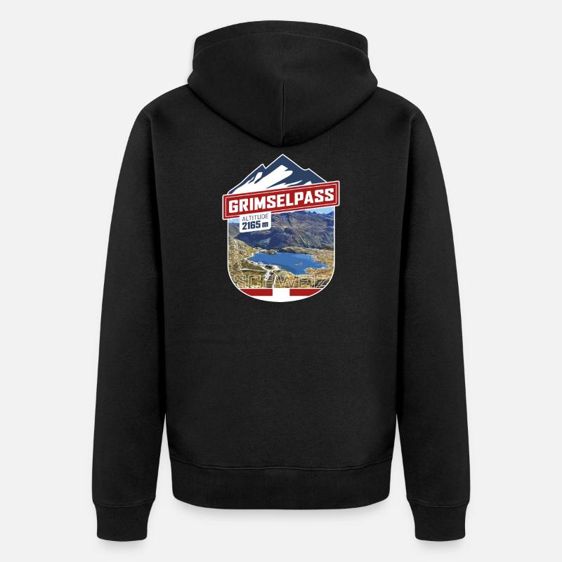 Grimselpass | Sticker - Unisex Premium Bio Zip Hoodie - Schwarz