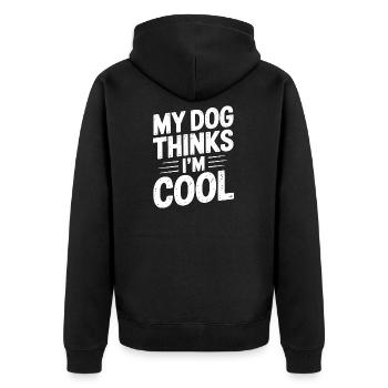 My Dog thinks I'm cool - Funny T-Shirt - Unisex Premium Organic Zip Hoodie - black - Back - Nico (187cm)