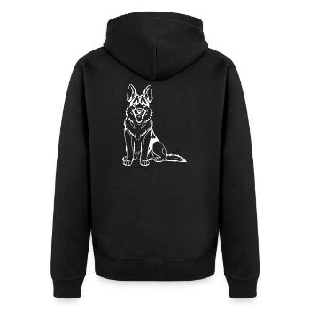 Schäferhund Hunde T-shirt Geschenk - Unisex Premium Bio Zip Hoodie - Schwarz - Hinten - Nico (187cm)
