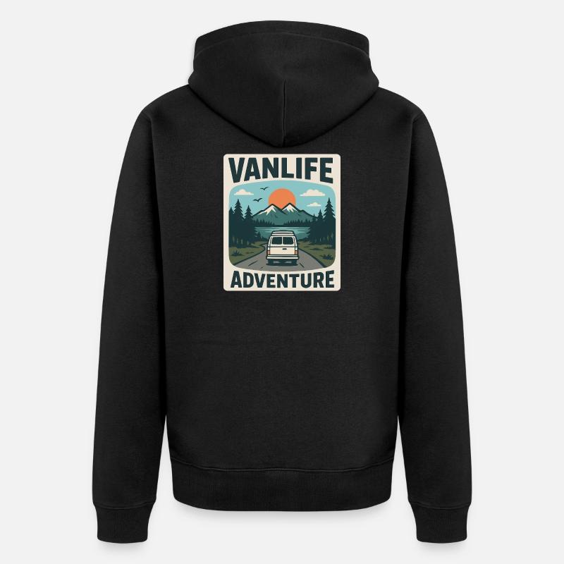 Vanlife-Abenteuer - Unisex Premium Bio Zip Hoodie - Schwarz