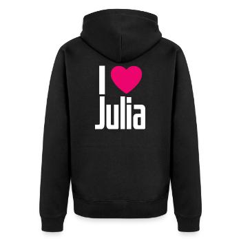 J’aime Julia Coeur rose J’aime Julia - Veste à capuche bio Premium Unisexe - noir - Dos - Nico (187cm)