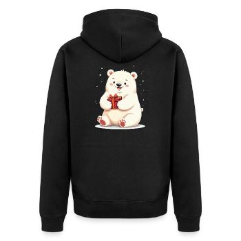 Ours polaire mignon avec illustration de cadeau - Veste à capuche bio Premium Unisexe - noir - Dos - Nico (187cm)