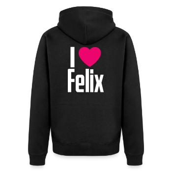 I Love Felix Pink Heart I Love Felix - Unisex Premium Organic Zip Hoodie - black - Back - Nico (187cm)